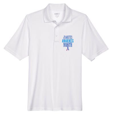 Diabetes Awareness Month Blue Love Ribbon Support T1D T2D Men's Origin Performance Piqué Polo