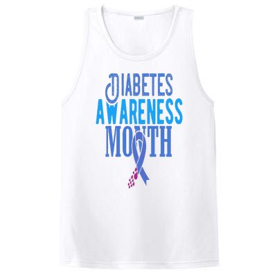 Diabetes Awareness Month Blue Love Ribbon Support T1D T2D PosiCharge Competitor Tank