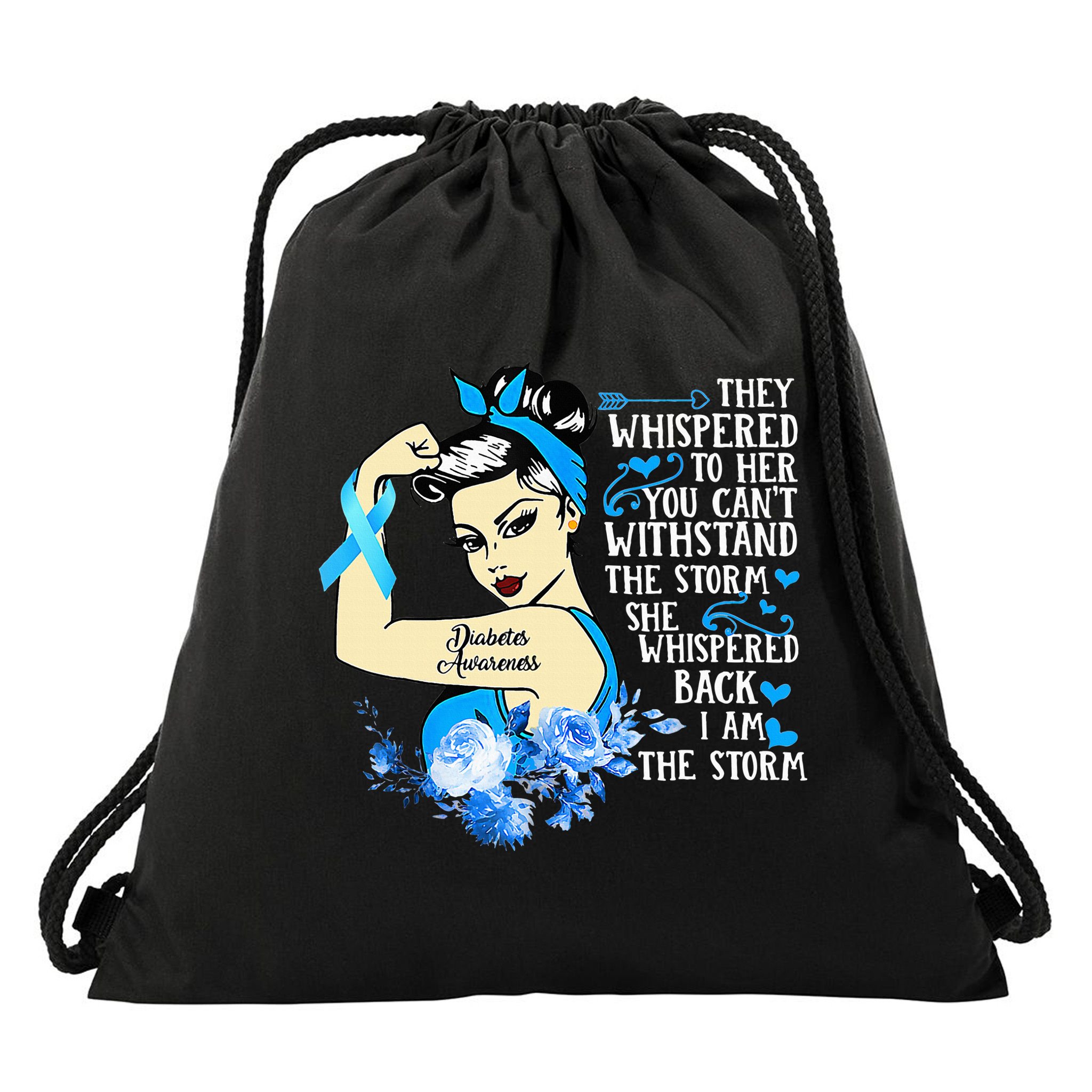 Diabetes Awareness Month For Powerful Warrior Drawstring Bag