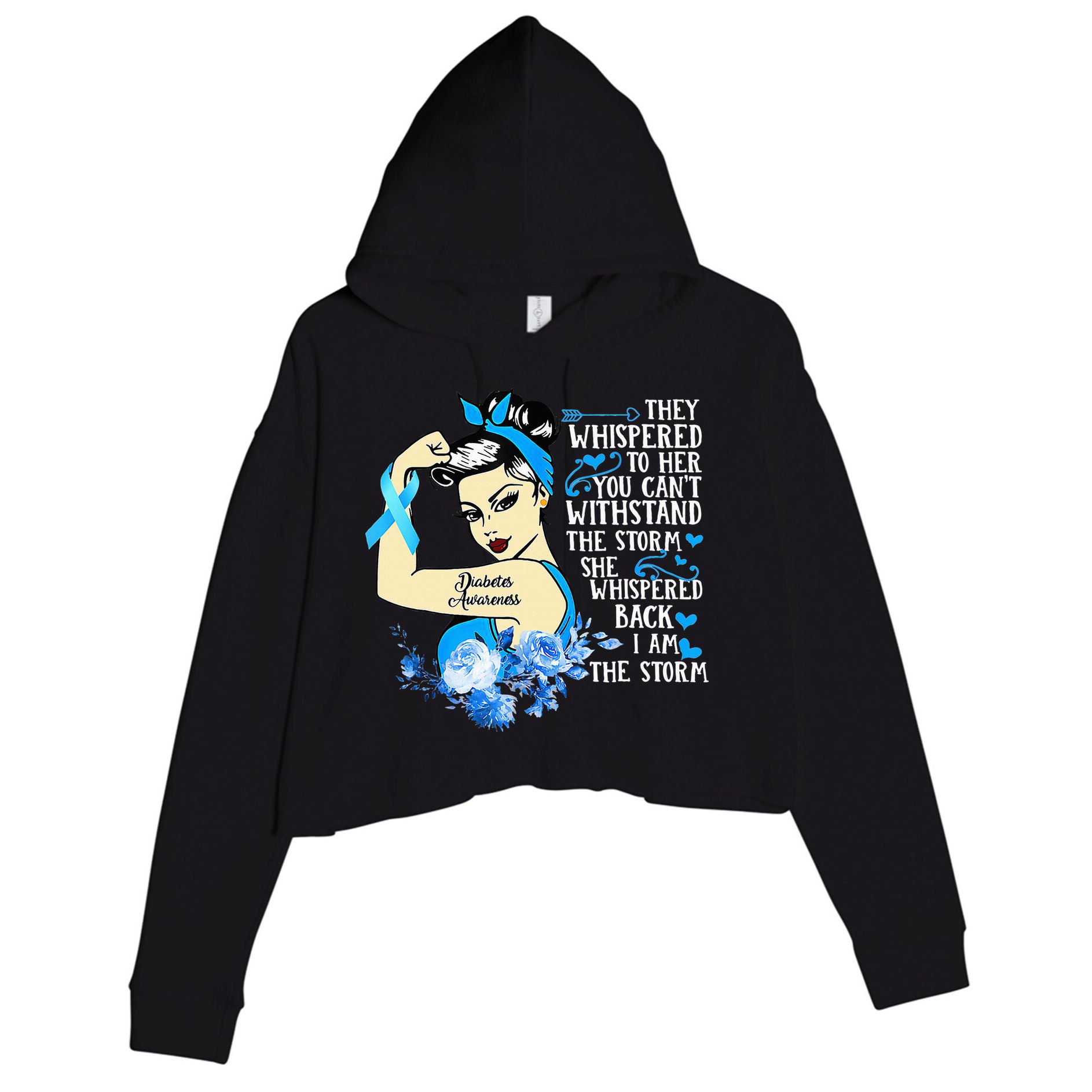 Diabetes Awareness Month For Powerful Warrior Crop Fleece Hoodie