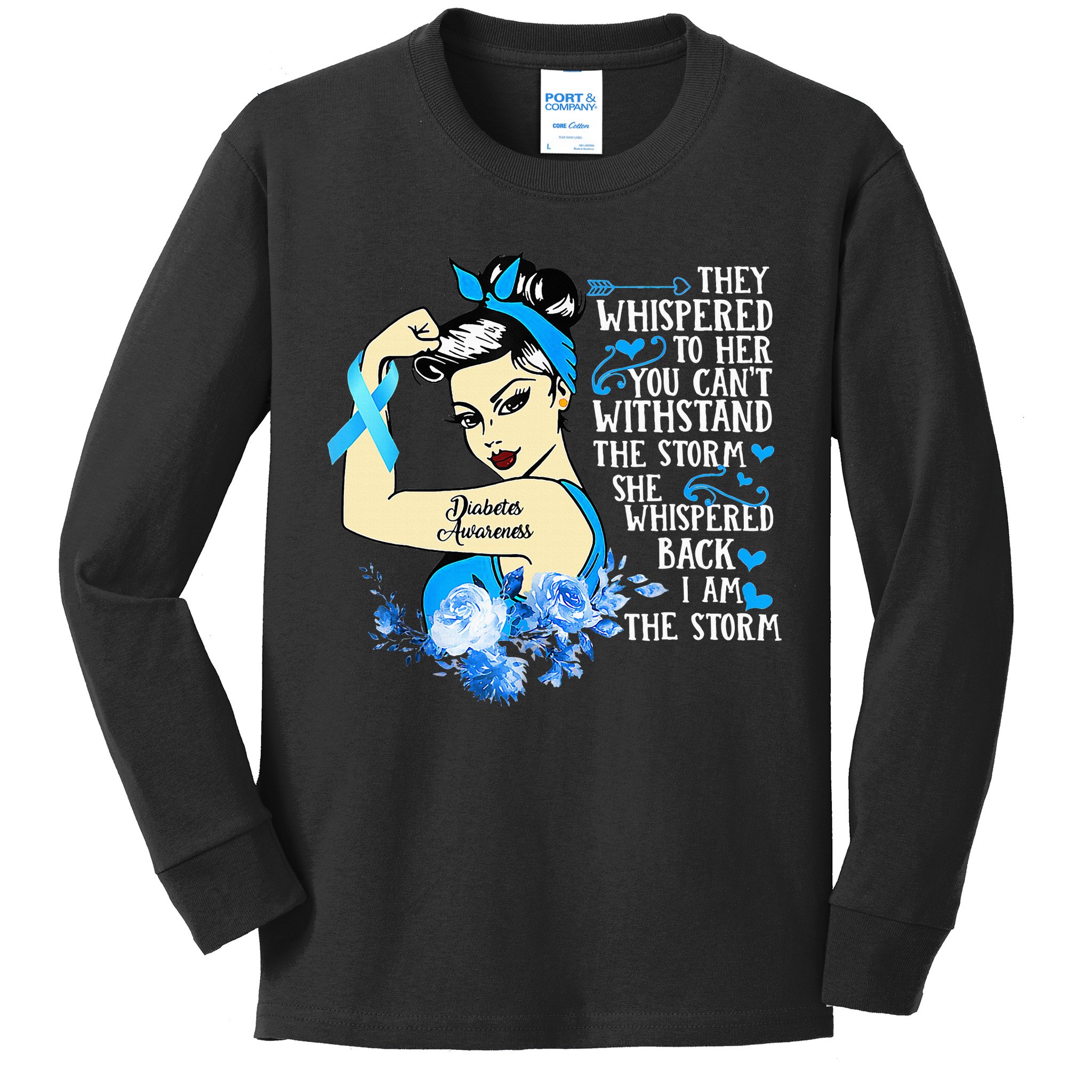 Diabetes Awareness Month For Powerful Warrior Kids Long Sleeve Shirt