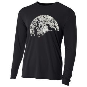 Dachshund And Moon Halloween Dachshund Lovers Pet Owner Cooling Performance Long Sleeve Crew