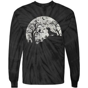 Dachshund And Moon Halloween Dachshund Lovers Pet Owner Tie-Dye Long Sleeve Shirt