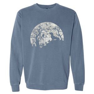 Dachshund And Moon Halloween Dachshund Lovers Pet Owner Garment-Dyed Sweatshirt