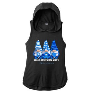 Diabetes Awareness Month Blue Ribbon Gnomies Support Ladies PosiCharge Tri-Blend Wicking Draft Hoodie Tank