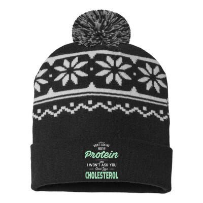 Dont Ask Me About My Protein Cute Veggie Gift Fun USA-Made Snowflake Beanie