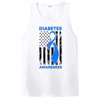 Diabetes Awareness Month American US Flag T1D Blue Ribbon PosiCharge Competitor Tank