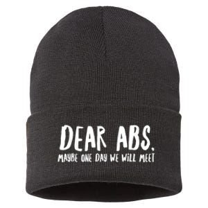 Dear Abs Maybe One Day We Will Meet Funny Gym Quote Sustainable Knit Beanie