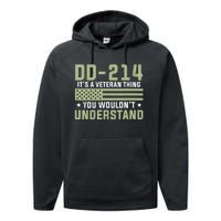 DD-214 Alumni Military Veteran Vintage American Fla Performance Fleece Hoodie