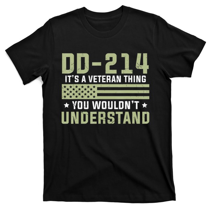 DD-214 Alumni Military Veteran Vintage American Fla T-Shirt