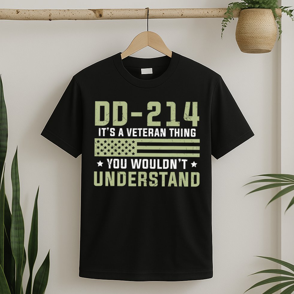 DD-214 Alumni Military Veteran Vintage American Fla T-Shirt