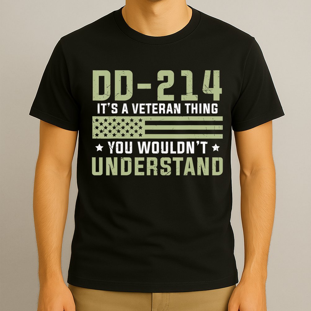 DD-214 Alumni Military Veteran Vintage American Fla T-Shirt