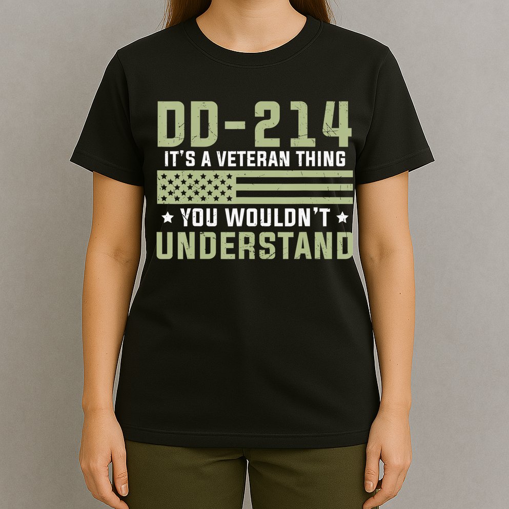 DD-214 Alumni Military Veteran Vintage American Fla T-Shirt