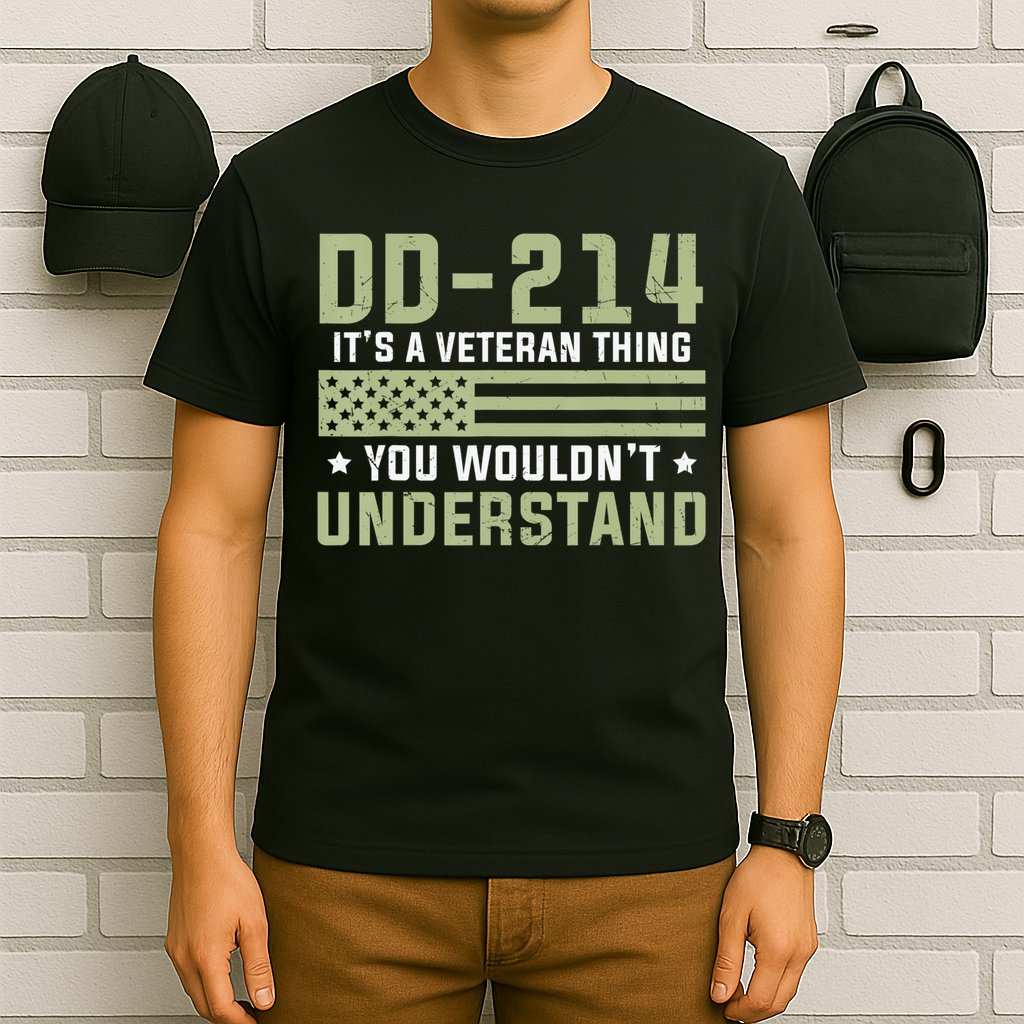 DD-214 Alumni Military Veteran Vintage American Fla T-Shirt