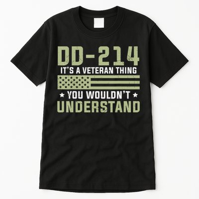 DD-214 Alumni Military Veteran Vintage American Fla Tall T-Shirt
