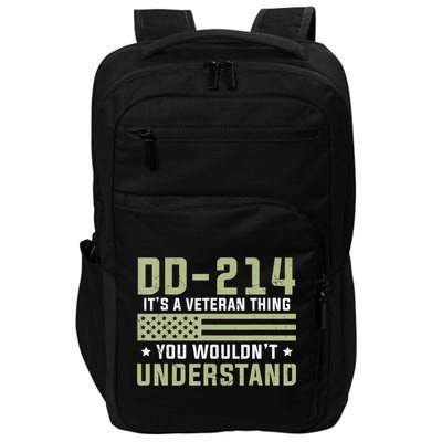 DD-214 Alumni Military Veteran Vintage American Fla Impact Tech Backpack
