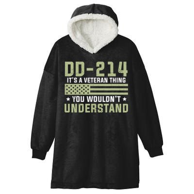 DD-214 Alumni Military Veteran Vintage American Fla Hooded Wearable Blanket