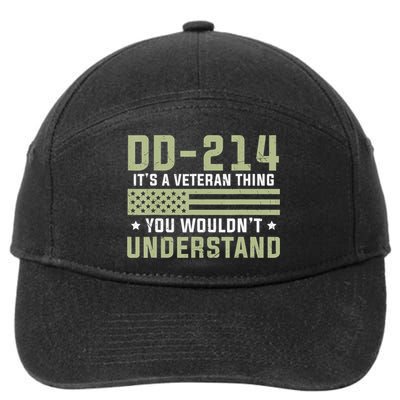 DD-214 Alumni Military Veteran Vintage American Fla 7-Panel Snapback Hat