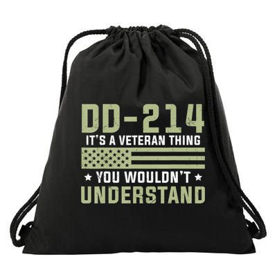 DD-214 Alumni Military Veteran Vintage American Fla Drawstring Bag