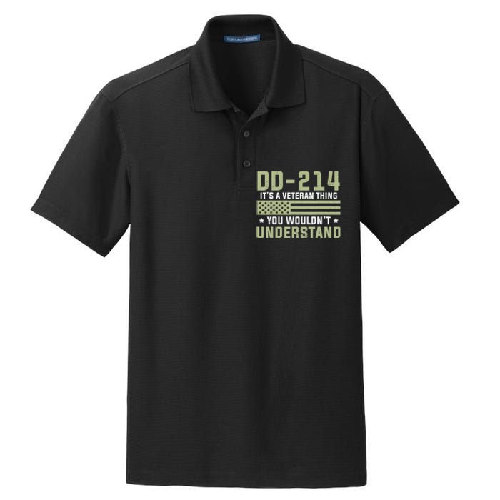 DD-214 Alumni Military Veteran Vintage American Fla Dry Zone Grid Polo