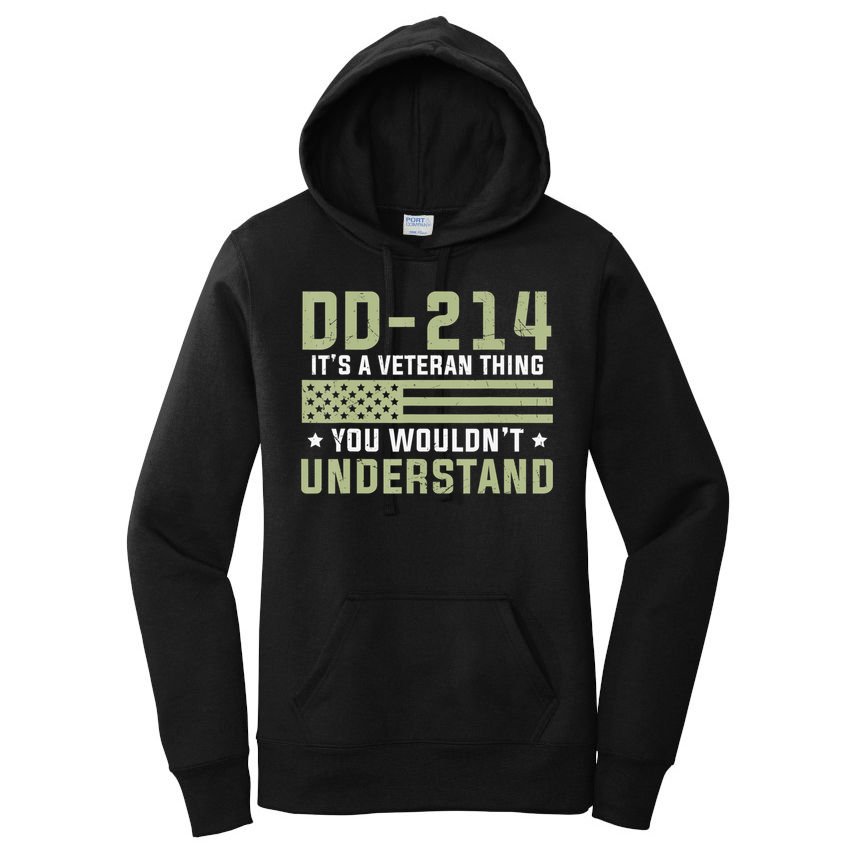 DD-214 Alumni Military Veteran Vintage American Fla Women's Pullover Hoodie
