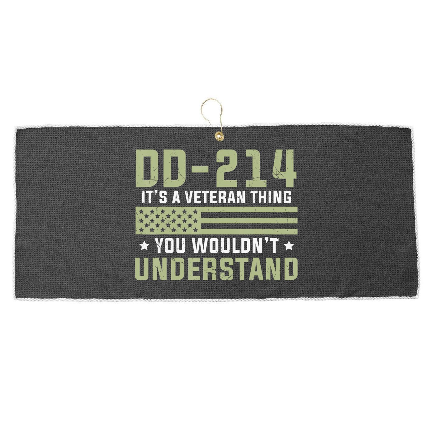 DD-214 Alumni Military Veteran Vintage American Fla Large Microfiber Waffle Golf Towel
