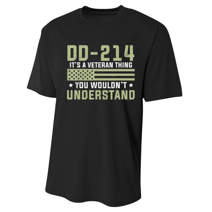 DD-214 Alumni Military Veteran Vintage American Fla Performance Sprint T-Shirt