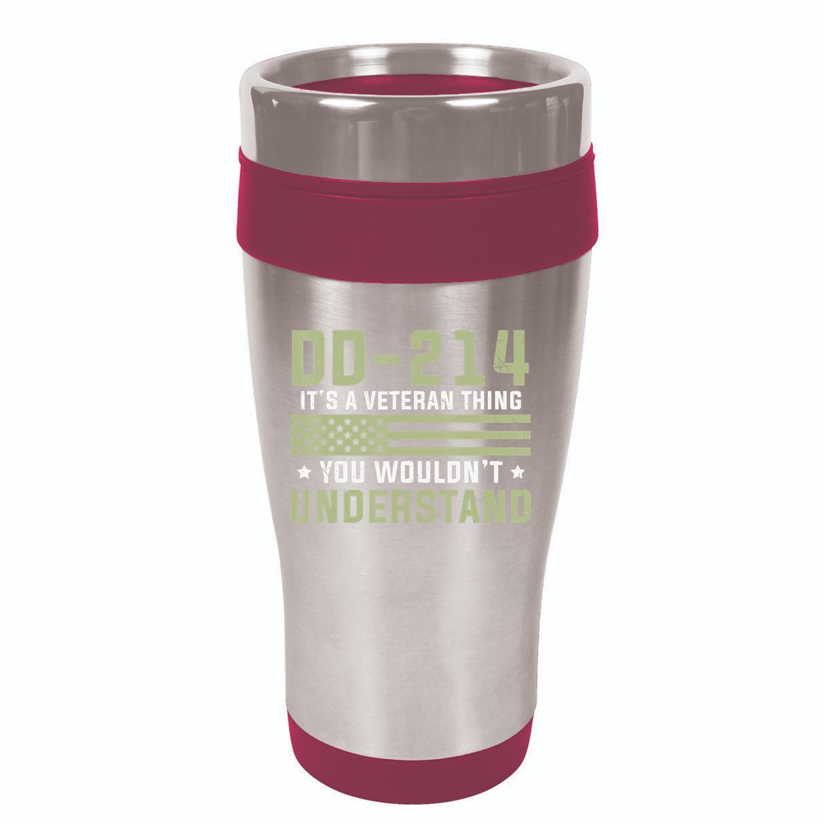 DD-214 Alumni Military Veteran Vintage American Fla 16oz Travel Tumbler