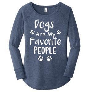 Dogs Are My Favorite People Gift Funny Dog Pet Lovers Cute Gift Women's Perfect Tri Tunic Long Sleeve Shirt