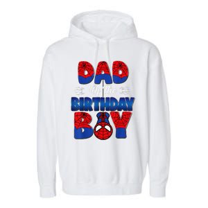 Dad And Mom Birthday Boy Spider Family Matching Garment-Dyed Fleece Hoodie