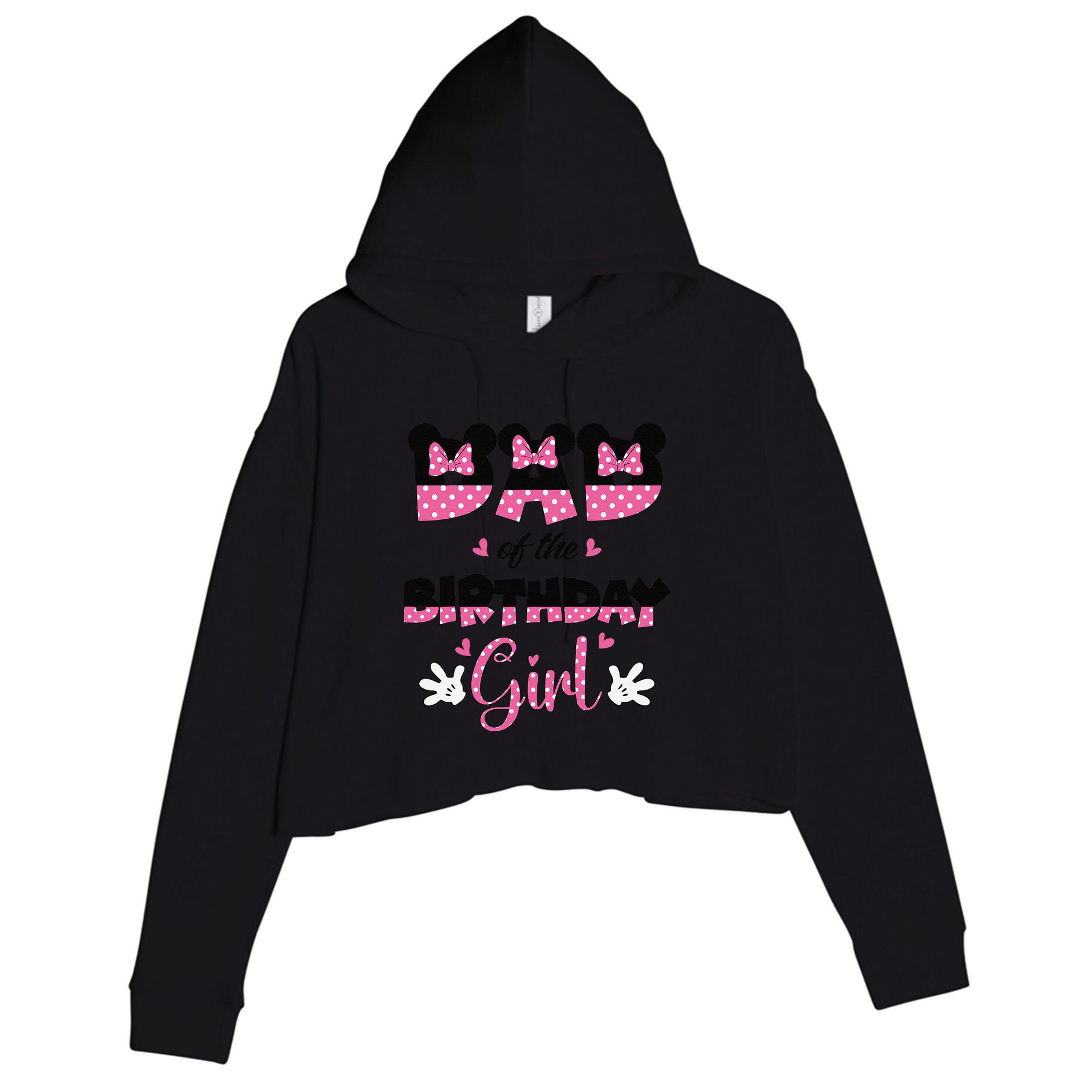Dad And Mom Birthday Girl Mouse Family Matching Crop Fleece Hoodie