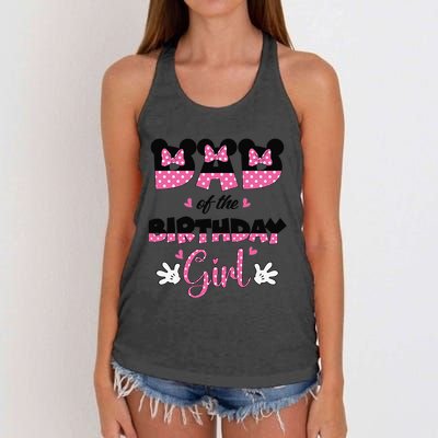 Dad And Mom Birthday Girl Mouse Family Matching Women's Knotted Racerback Tank