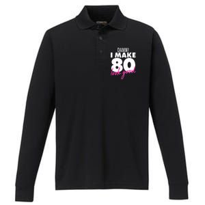 Damn! I Make 80 Look Good Birthday Performance Long Sleeve Polo