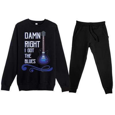 Damn Right I Got The Blues Guitar Premium Crewneck Sweatsuit Set