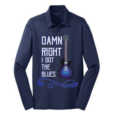 Damn Right I Got The Blues Guitar Silk Touch Performance Long Sleeve Polo