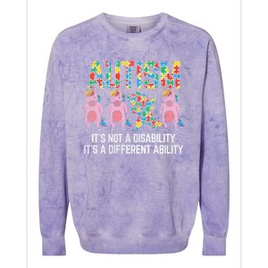 Different Ability Not Disability Unicorn Dab Autism Girl Gift Colorblast Crewneck Sweatshirt