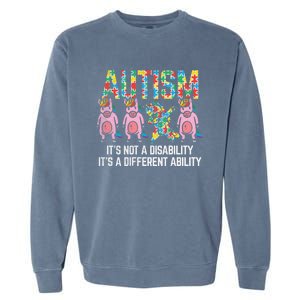 Different Ability Not Disability Unicorn Dab Autism Girl Gift Garment-Dyed Sweatshirt