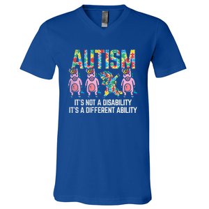 Different Ability Not Disability Unicorn Dab Autism Girl Gift V-Neck T-Shirt