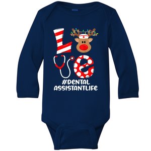 Dental Assistant Nurse Christmas Cute Scrub Top Love Gift Baby Long Sleeve Bodysuit