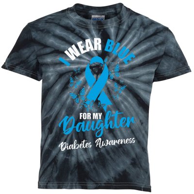 Diabetes Awareness November I Wear Blue For My Daughter Kids Tie-Dye T-Shirt