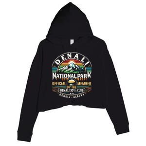 Denali Alaska National Park Official Member Of The Denali 30 Percent Club Crop Fleece Hoodie