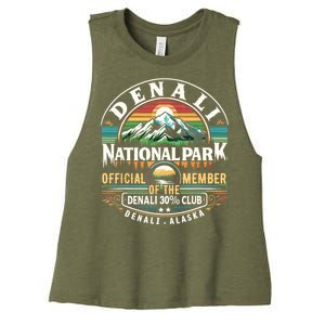 Denali Alaska National Park Official Member Of The Denali 30 Percent Club Women's Racerback Cropped Tank