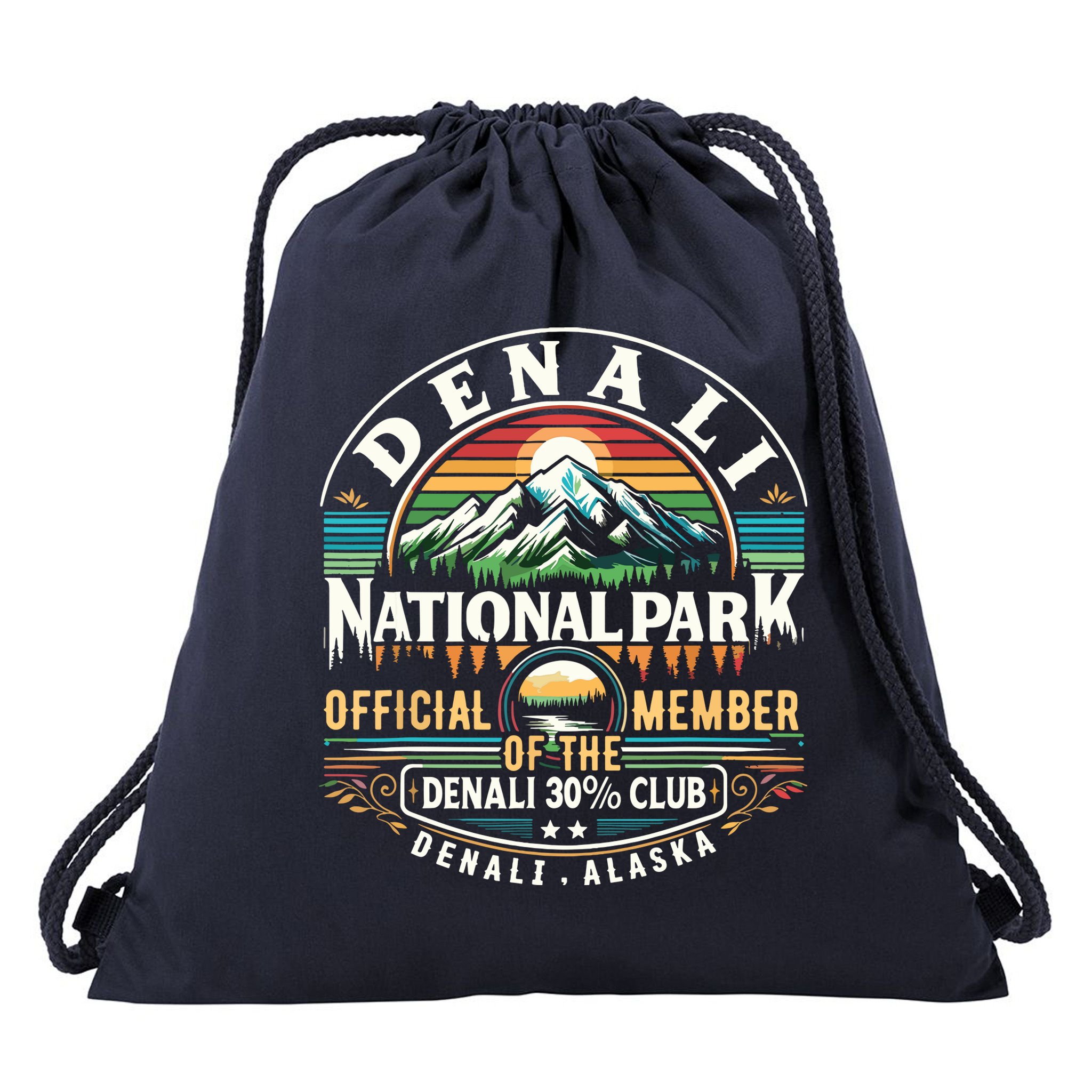 Denali Alaska National Park Official Member Of The Denali 30 Percent Club Drawstring Bag