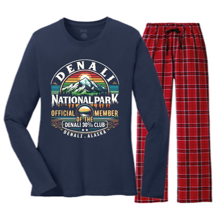 Denali Alaska National Park Official Member Of The Denali 30 Percent Club Women's Long Sleeve Flannel Pajama Set 