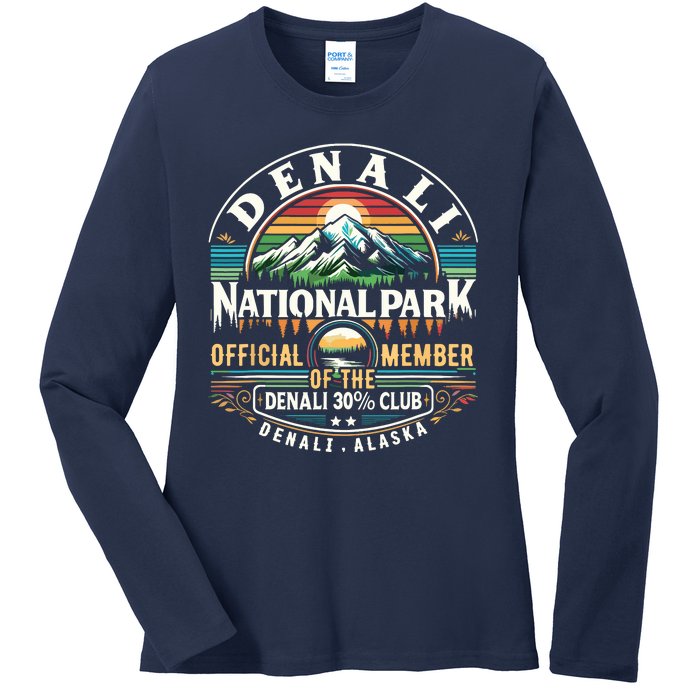 Denali Alaska National Park Official Member Of The Denali 30 Percent Club Ladies Long Sleeve Shirt