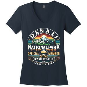 Denali Alaska National Park Official Member Of The Denali 30 Percent Club Women's V-Neck T-Shirt