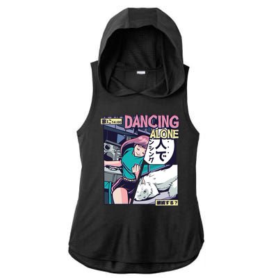 Dancing Alone Anime Ladies PosiCharge Tri-Blend Wicking Draft Hoodie Tank