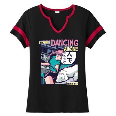 Dancing Alone Anime Ladies Halftime Notch Neck Tee