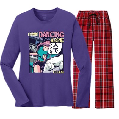 Dancing Alone Anime Women's Long Sleeve Flannel Pajama Set 