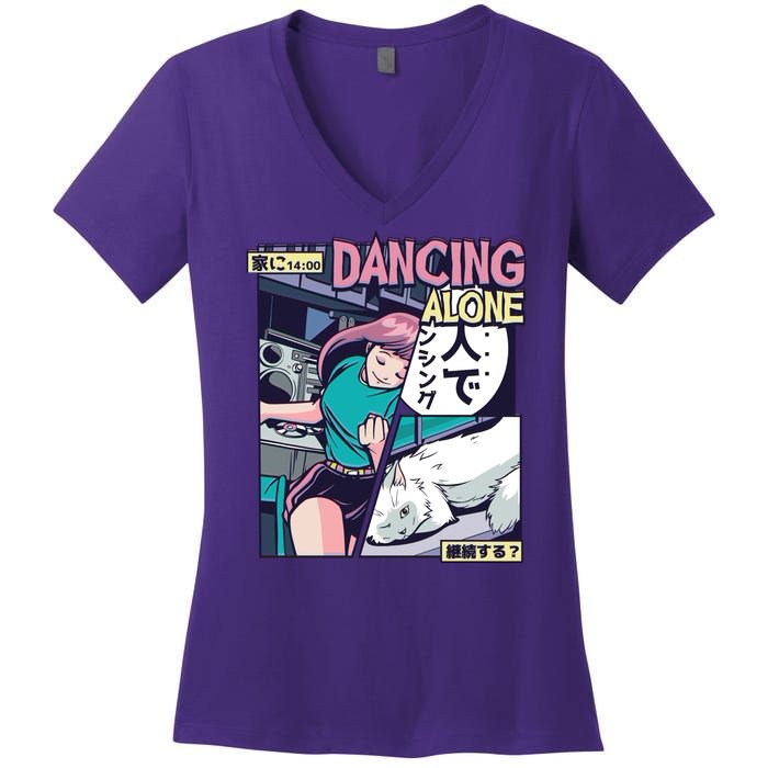 Dancing Alone Anime Women's V-Neck T-Shirt